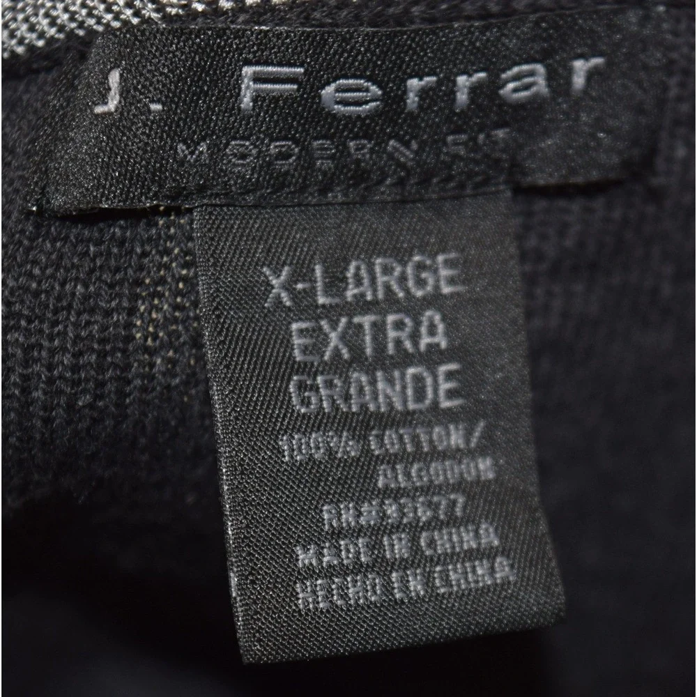 J. Ferrar Argyle‎ Sweater Mens XL Charcoal Grey Cotton V-Neck EUC Modern Fit